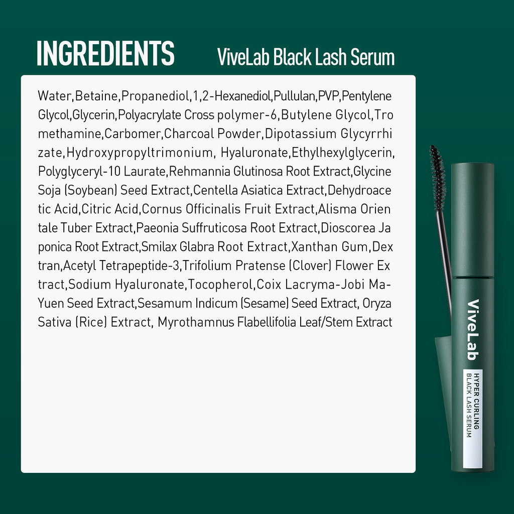 ViveLab Hyper Curling Black Lash Serum — 10-Second Fix & Lasting Curl for Fuller-Looking Lashes (0.27 fl oz)