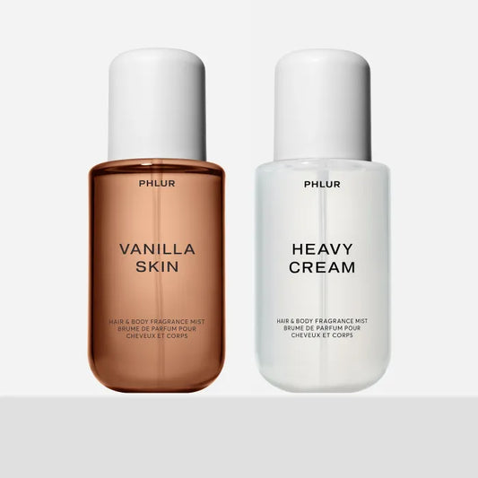 PHLUR Vanilla & Cream Body Mist Duo -Vanilla Skin & Heavy Cream Full Size Hair & Body Fragrance Mist Set